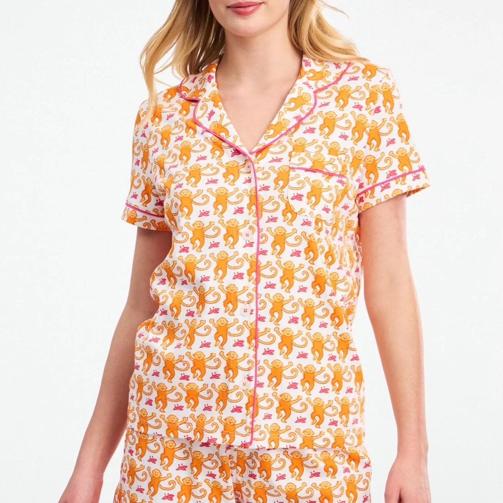 Roller Rabbit Orange Monkey Polo Pajama Set
